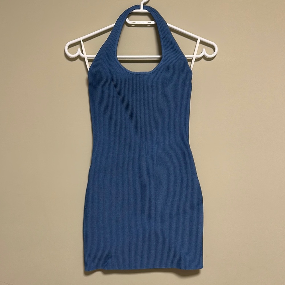 Babaton Aritzia Blue Halter Dress
